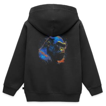 Farbiger Gorillakopf - Kinder Premium Organic Zip Hoodie - Schwarz - Hinten - AI Model Kid Male (0cm)