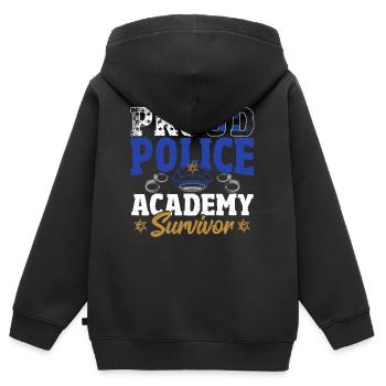 Proud Police Academy Survivor Police Officer Cop - Kinder Premium Organic Zip Hoodie - Schwarz - Hinten - AI Model Kid Male (0cm)