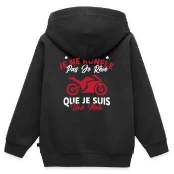 Je Ne Ronfle Pas Je Rêve Que Je Suis Une Moto - Sweat Premium à capuche zippé enfant bio - noir - Dos - AI Model Kid Male (0cm)