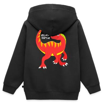 Dinosaure Velociraptor Rouge - Sweat Premium à capuche zippé enfant bio - noir - Dos - AI Model Kid Male (0cm)