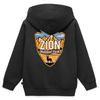 Parc national américain de Zion Arrowhead Deer Mountains - Sweat Premium à capuche zippé enfant bio - noir - Dos - AI Model Kid Male (0cm)