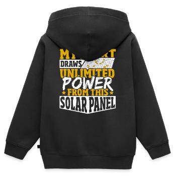 Ma chemise tire une puissance illimitée de ce solaire - Sweat Premium à capuche zippé enfant bio - noir - Dos - AI Model Kid Male (0cm)