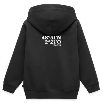 Coordonnées de Paris - Sweat Premium à capuche zippé enfant bio - noir - Dos - AI Model Kid Male (0cm)