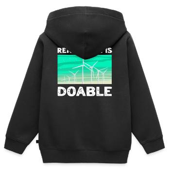 Erneuerbare Energie Erneuerbare Energie Big Fan - Kinder Premium Organic Zip Hoodie - Schwarz - Hinten - AI Model Kid Male (0cm)