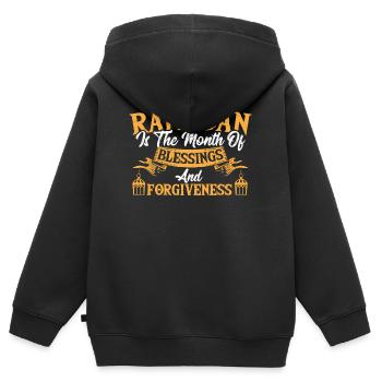 Ramadan Ramadan Mubarak Slamish Eid Mubarak - Sweat Premium à capuche zippé enfant bio - noir - Dos - AI Model Kid Male (0cm)