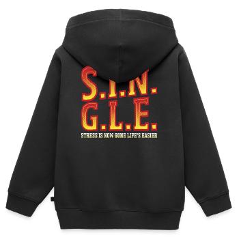 S.I.N.G.L.E Stress Is Now Gone Happy Singles - Kinder Premium Organic Zip Hoodie - Schwarz - Hinten - AI Model Kid Male (0cm)