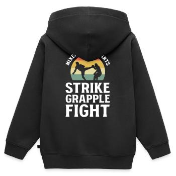 Mixed Martial Arts Strike Grapple Fight MMA - Kids Premium Organic Zip-up Hoodie - black - Back - AI Model Kid Male (0cm)