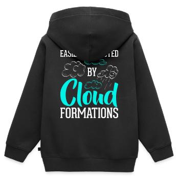 Facilement distrait par les formations nuageuses - Sweat Premium à capuche zippé enfant bio - noir - Dos - AI Model Kid Male (0cm)