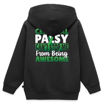 Zerebrale Lähmung Palsy Warrior CP - Kinder Premium Organic Zip Hoodie - Schwarz - Hinten - AI Model Kid Male (0cm)