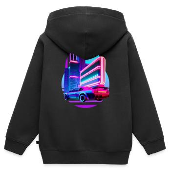 Retro Wave Sport Car 80s Vaporwave Skyline - Kids Premium Organic Zip-up Hoodie - black - Back - AI Model Kid Male (0cm)