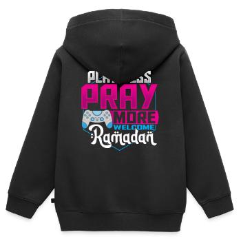 Ramadan Ramadan Moubarak Eïd islamique Moubarak - Sweat Premium à capuche zippé enfant bio - noir - Dos - AI Model Kid Male (0cm)