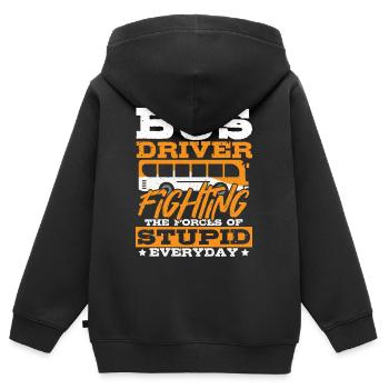 Bus Driver Fighting The Forces Of Stupid School - Kinder Premium Organic Zip Hoodie - Schwarz - Hinten - AI Model Kid Male (0cm)