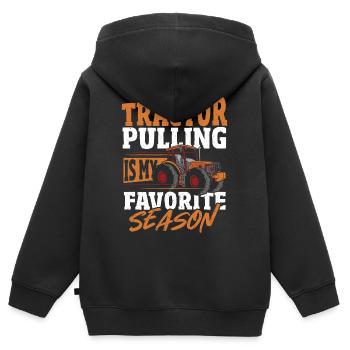 Tracteur Pull est mon tracteur saisonnier préféré - Sweat Premium à capuche zippé enfant bio - noir - Dos - AI Model Kid Male (0cm)