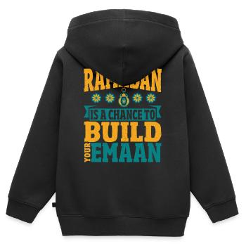 Ramadan Ramadan Moubarak islam islamique Ramadan islam - Sweat Premium à capuche zippé enfant bio - noir - Dos - AI Model Kid Male (0cm)