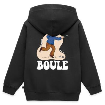 Boule boule pour boules pétanque - Sweat Premium à capuche zippé enfant bio - noir - Dos - AI Model Kid Male (0cm)