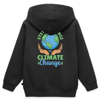 System Change Not Climate Change Global Warming - Kinder Premium Organic Zip Hoodie - Schwarz - Hinten - AI Model Kid Male (0cm)
