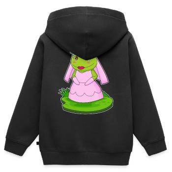 Frosch Braut Schleier Hochzeit - Kinder Premium Organic Zip Hoodie - Schwarz - Hinten - AI Model Kid Male (0cm)