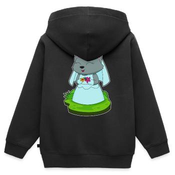 Katze Braut Blumen Hochzeit - Kinder Premium Organic Zip Hoodie - Schwarz - Hinten - AI Model Kid Male (0cm)