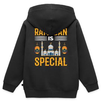 Ramadan Ramadan Moubarak Ramazan Islamique Ramad - Sweat Premium à capuche zippé enfant bio - noir - Dos - AI Model Kid Male (0cm)
