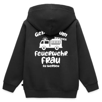 Geboren um Feuerwehrmann zu werden Feuerwehr - Kinder Premium Organic Zip Hoodie - Schwarz - Hinten - AI Model Kid Male (0cm)