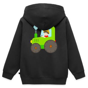 Traktor Bauer Trecker - Kinder Premium Organic Zip Hoodie - Schwarz - Hinten - AI Model Kid Male (0cm)