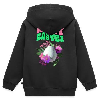 Happy Easter Easter Egg Floral Art - Kids Premium Organic Zip-up Hoodie - black - Back - AI Model Kid Male (0cm)