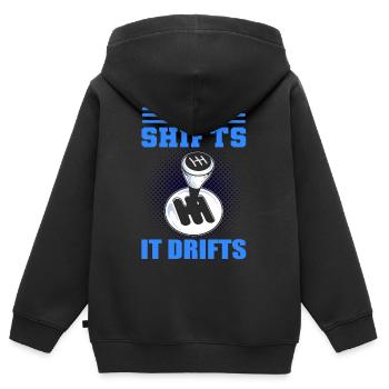 S’il se déplace, il dérive à la dérive course automobile - Sweat Premium à capuche zippé enfant bio - noir - Dos - AI Model Kid Male (0cm)