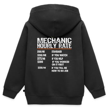 Stundensatz für Mechaniker Arbeitssätze für Mechaniker - Kinder Premium Organic Zip Hoodie - Schwarz - Hinten - AI Model Kid Male (0cm)