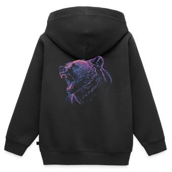 Farbiger Grizzlykopf - Kinder Premium Organic Zip Hoodie - Schwarz - Hinten - AI Model Kid Male (0cm)
