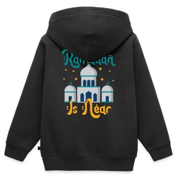 Ramadan Ramadan Moubarak Ramazan islamique - Sweat Premium à capuche zippé enfant bio - noir - Dos - AI Model Kid Male (0cm)