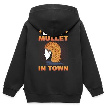 Meilleur mulet en ville Mullet Pride - Sweat Premium à capuche zippé enfant bio - noir - Dos - AI Model Kid Male (0cm)