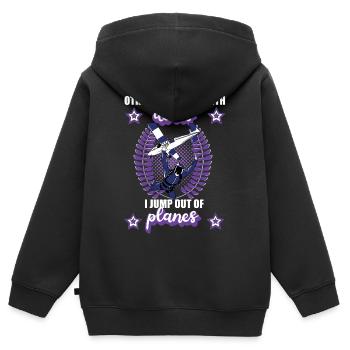Fallschirmspringen Tandemsprung Mädchen Geschenk - Kinder Premium Organic Zip Hoodie - Schwarz - Hinten - AI Model Kid Male (0cm)