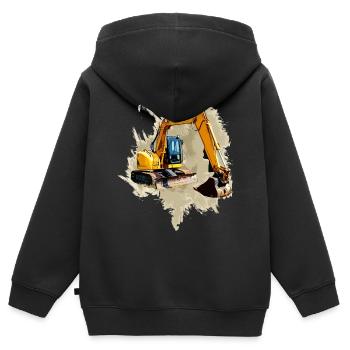 Schaufel-Bagger - Kinder Premium Organic Zip Hoodie - Schwarz - Hinten - AI Model Kid Male (0cm)