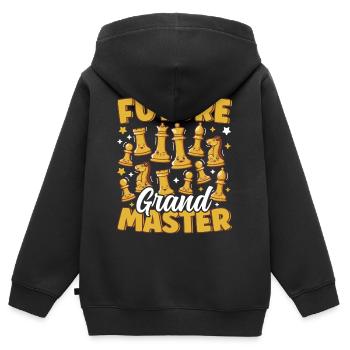 Zukünftiger Großmeister-Schachspieler Niedliche Schachfiguren - Kinder Premium Organic Zip Hoodie - Schwarz - Hinten - AI Model Kid Male (0cm)