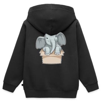 Elefant Karton - Kinder Premium Organic Zip Hoodie - Schwarz - Hinten - AI Model Kid Male (0cm)