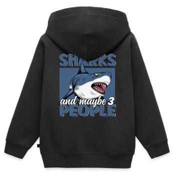 Ich mag Sharks & Maybe 3 People Funny Great White - Kinder Premium Organic Zip Hoodie - Schwarz - Hinten - AI Model Kid Male (0cm)