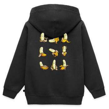 Banana Yoga Sport Motivation Régime végétalien - Sweat Premium à capuche zippé enfant bio - noir - Dos - AI Model Kid Male (0cm)