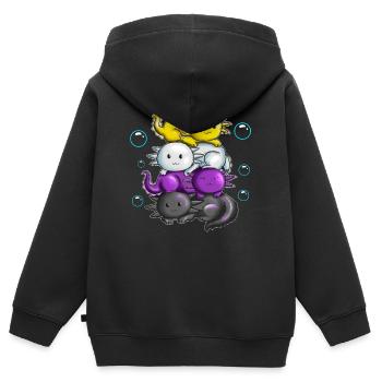 Vier Molche Axolotl schmusen kuscheln unter Wasser - Kinder Premium Organic Zip Hoodie - Schwarz - Hinten - AI Model Kid Male (0cm)
