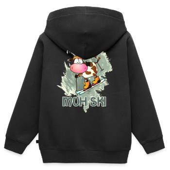 Muh Ski - Kinder Premium Organic Zip Hoodie - Schwarz - Hinten - AI Model Kid Male (0cm)