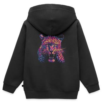 Farbiger Leopardenkopf - Kinder Premium Organic Zip Hoodie - Schwarz - Hinten - AI Model Kid Male (0cm)