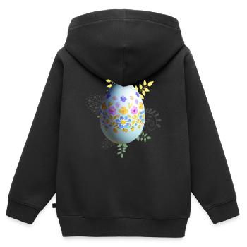Florales Osterei - Kinder Premium Organic Zip Hoodie - Schwarz - Hinten - AI Model Kid Male (0cm)