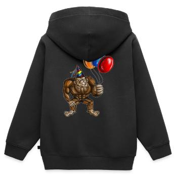 Bigfoot Birthday Party Mythical Creature Mystery - Sweat Premium à capuche zippé enfant bio - noir - Dos - AI Model Kid Male (0cm)