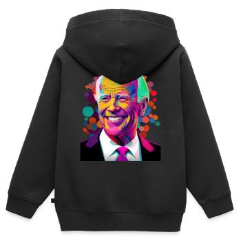Lächelnder Präsident - Kinder Premium Organic Zip Hoodie - Schwarz - Hinten - AI Model Kid Male (0cm)