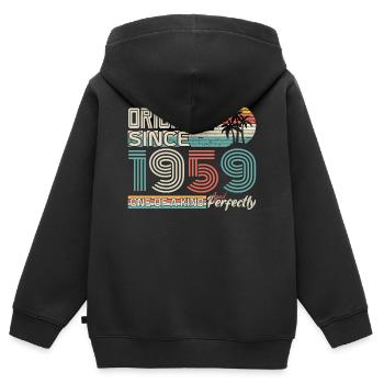 1959 anniversaire 1959 né en 1959 anniversaire - Sweat Premium à capuche zippé enfant bio - noir - Dos - AI Model Kid Male (0cm)