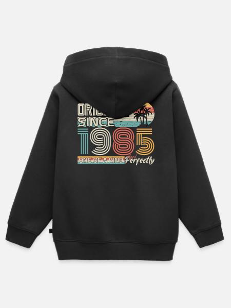 1985 anniversary 1985 born in 1985 anniversary - Kids Premium Organic Zip-up Hoodie - black