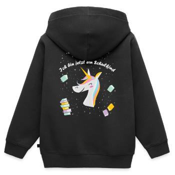 Schulkind Schulstart Einhorn Einschulung 2023 - Kinder Premium Organic Zip Hoodie - Schwarz - Hinten - AI Model Kid Male (0cm)
