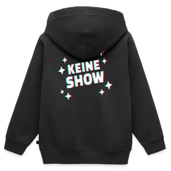 KEINE SHOW Glitch Schriftzug - Kinder Premium Organic Zip Hoodie - Schwarz - Hinten - AI Model Kid Male (0cm)