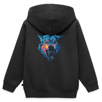 Farbiger Wolf - Kinder Premium Organic Zip Hoodie - Schwarz - Hinten - AI Model Kid Male (0cm)