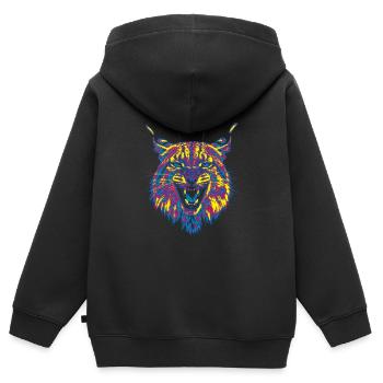 Farbiger Luchs - Kinder Premium Organic Zip Hoodie - Schwarz - Hinten - AI Model Kid Male (0cm)