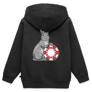 Bunny Poker Jetons de poker - Sweat Premium à capuche zippé enfant bio - noir - Dos - AI Model Kid Male (0cm)